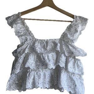 ChouChou White Ruffle Eyelet Tank Sz. M
